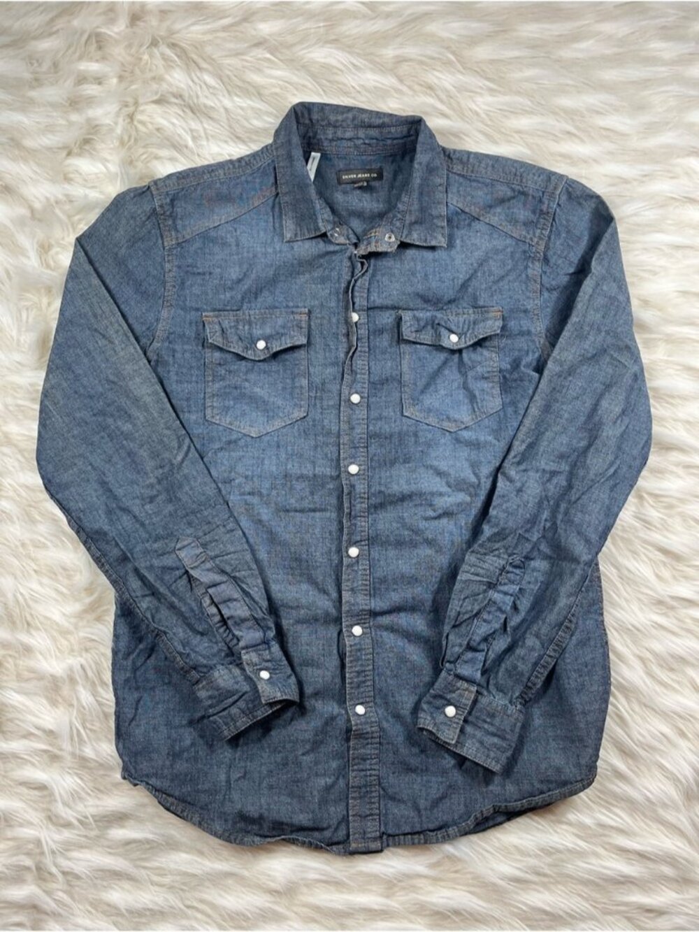 Silver Jeans Pearl Snap Shirt M Denim